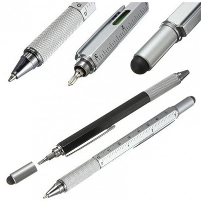 6 In 1 Multi function Tech Tool Pen with Screwdrivers, Stylus, Ruler, Level