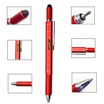 5 in 1 tool pen metal touch ruler pen level pen with screwdrivers